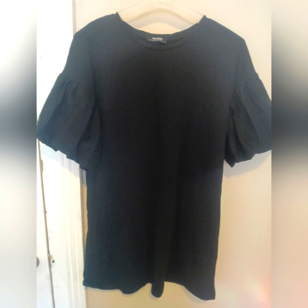 Zara Black Short Sleeve T Shirt Dress